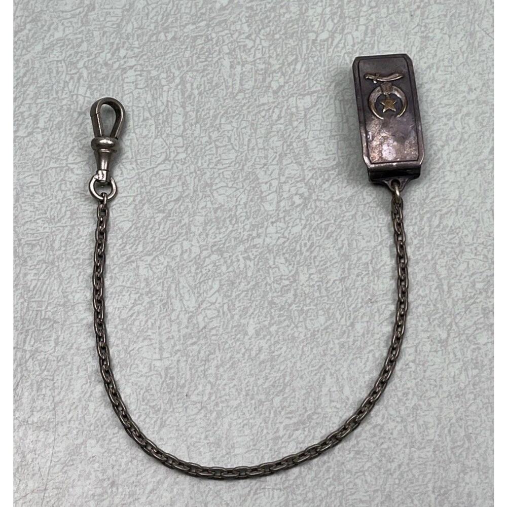 Masonic 1923 Imperial Council Almas Temple Pocket Watch Chain Nickel Silver RARE
